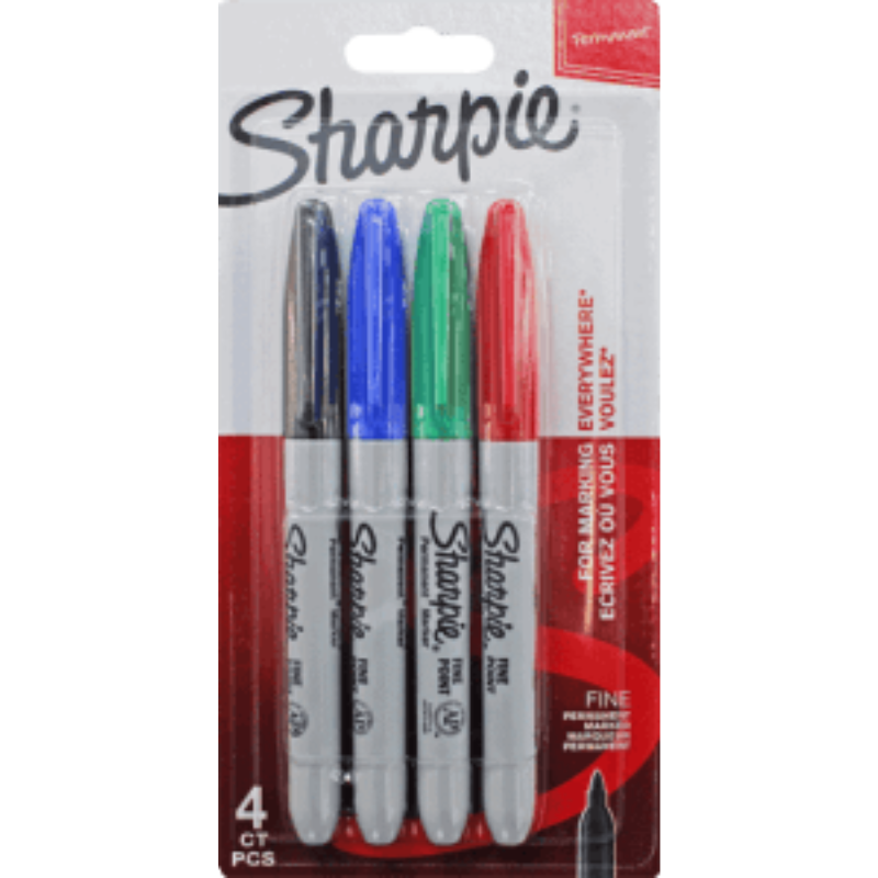 Sharpie 4 Fine Markers Assorted Colours Hang Pack