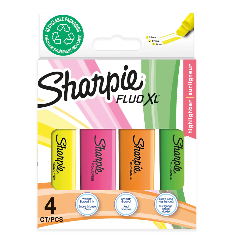 Sharpie Fluo XL Highlighters Assorted 4 Pack