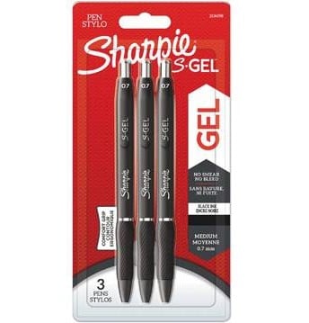 Sharpie Black S-Gel Pen Hang Pack 3’s