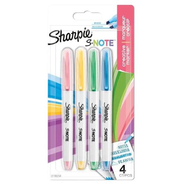 Sharpie 4 S-NOTE Pastel Markers Hang Pack